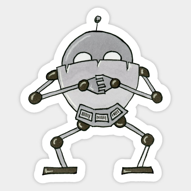 Contemplating Robot Sticker by CuteBotss